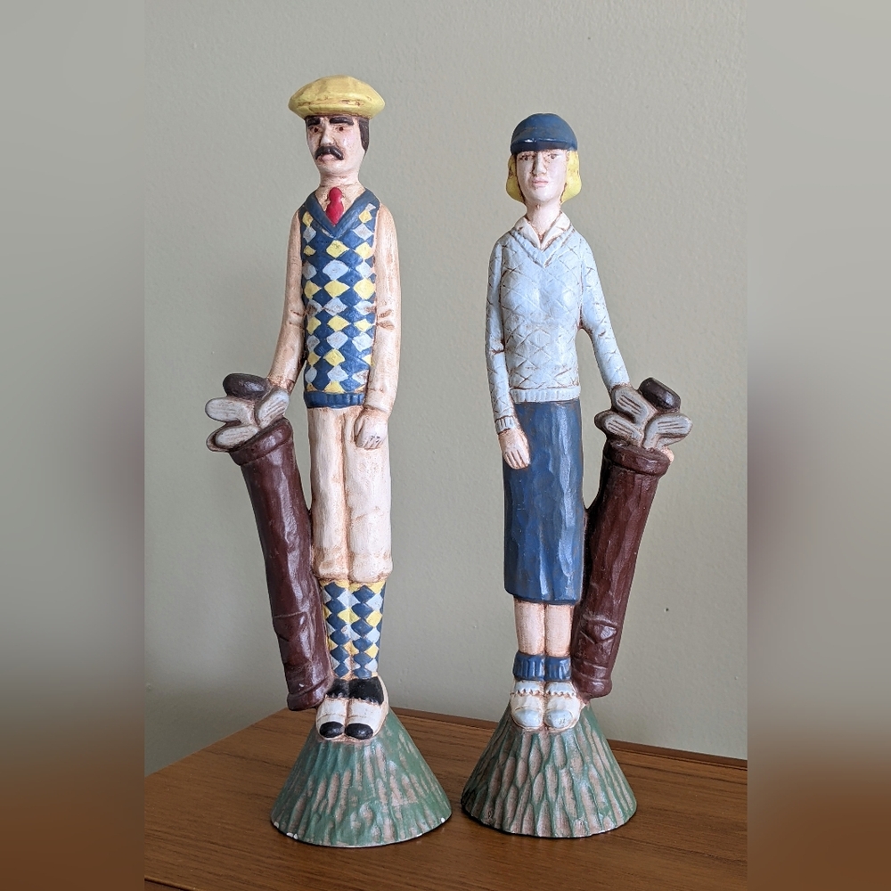 VINTAGE SCIOTO GOLFER PAIR FIGURINES